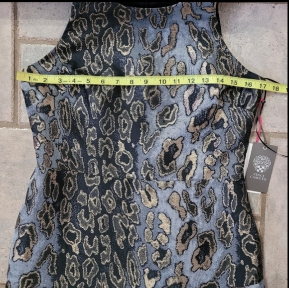 Vince Camuto Animal Print Mettalic  Asymmetrical Tierd Hem Cocktail Dress - Picture 9 of 12